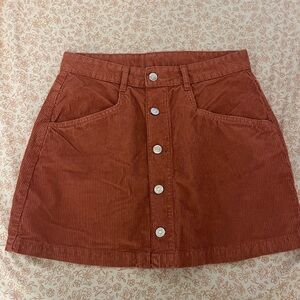 Free People Terracotta Corduroy Mini Skirt